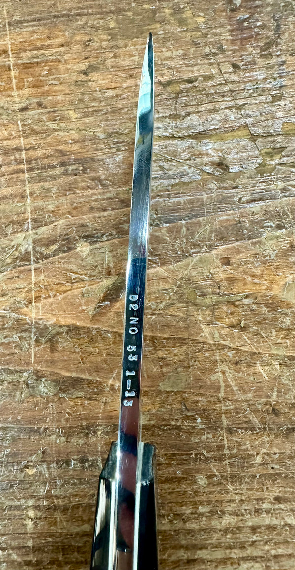 Engraved 'D. Sebra' D2 Steel and Buffalo Horn Hunting Knife Made in VA GA20162