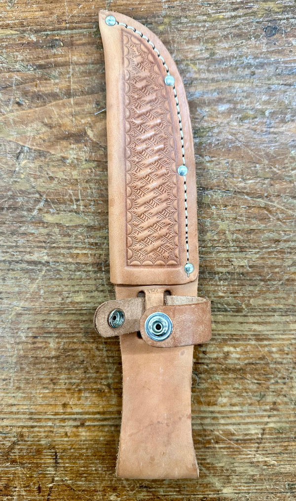Engraved 'D. Sebra' D2 Steel and Buffalo Horn Hunting Knife Made in VA GA20162
