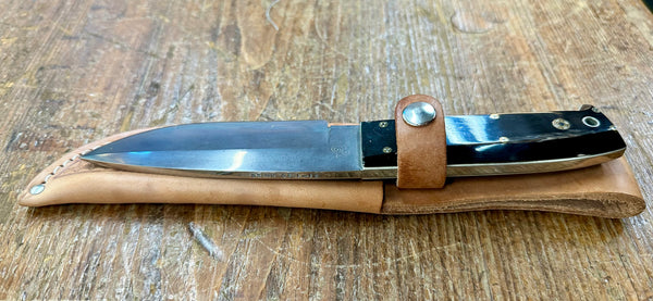 Engraved 'D. Sebra' D2 Steel and Buffalo Horn Hunting Knife Made in VA GA20162