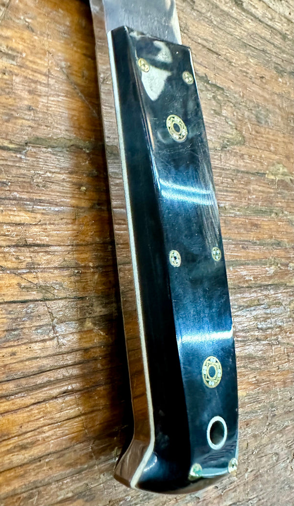Engraved 'D. Sebra' D2 Steel and Buffalo Horn Hunting Knife Made in VA GA20162