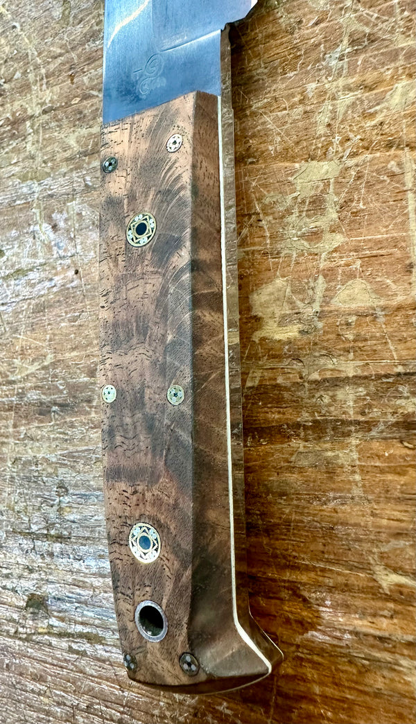 Engraved 'D. Sebra' D2 Steel and Wood Hunting Knife Made in VA GA20163