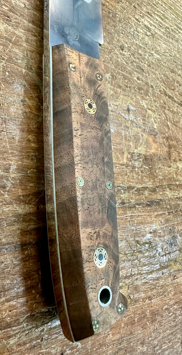 Engraved 'D. Sebra' D2 Steel and Wood Hunting Knife Made in VA GA20163