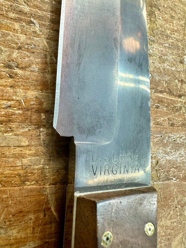 Engraved 'D. Sebra' D2 Steel and Wood Hunting Knife Made in VA GA20163