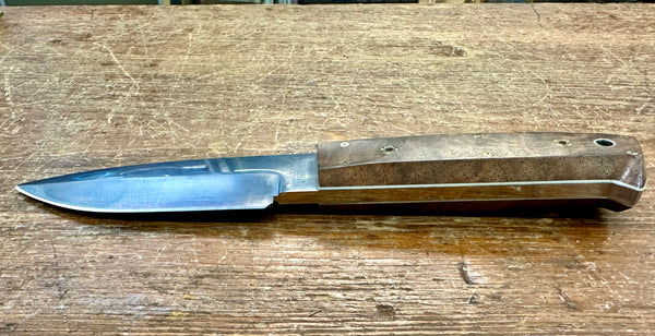 Engraved 'D. Sebra' D2 Steel and Wood Hunting Knife Made in VA GA20163