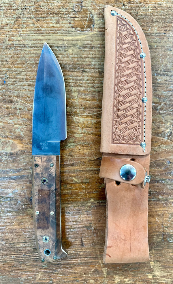 Engraved 'D. Sebra' D2 Steel and Wood Hunting Knife Made in VA GA20163
