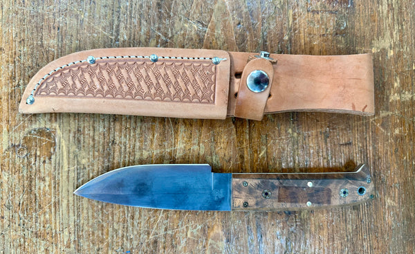 Engraved 'D. Sebra' D2 Steel and Wood Hunting Knife Made in VA GA20163