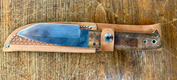 Engraved 'D. Sebra' D2 Steel and Wood Hunting Knife Made in VA GA20163