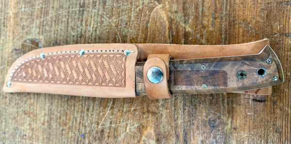 Engraved 'D. Sebra' D2 Steel and Wood Hunting Knife Made in VA GA20163