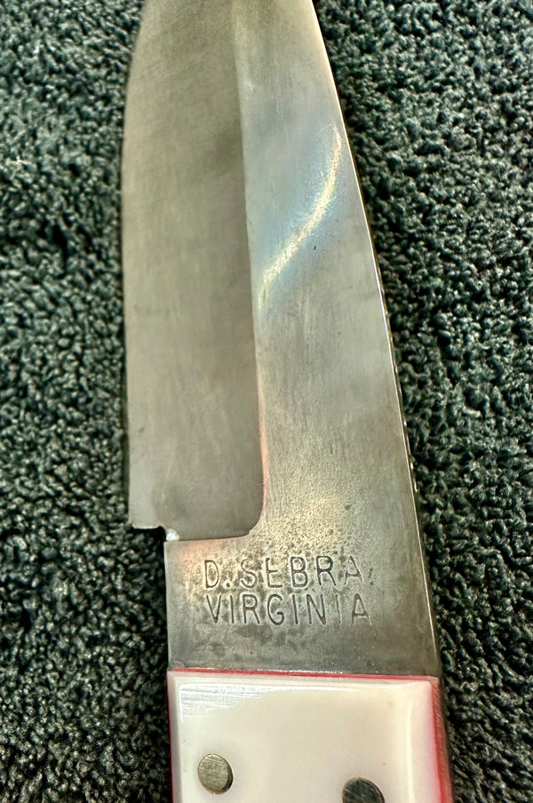 Engraved 'D. Sebra' D2 Steel and Ivorite Hunting Knife Made in VA GA20164