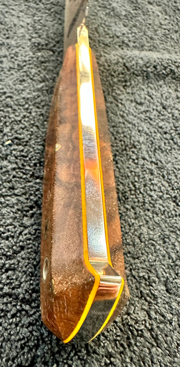 Engraved 'D. Sebra' D2 Steel Hunting Knife & Leather Sheath Made in VA GA20165