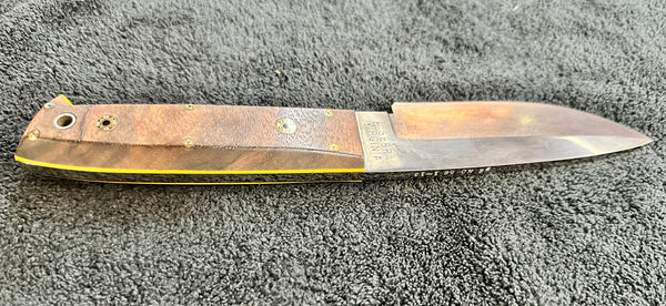 Engraved 'D. Sebra' D2 Steel Hunting Knife & Leather Sheath Made in VA GA20165