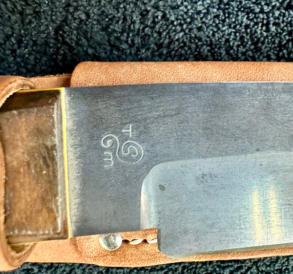 Engraved 'D. Sebra' D2 Steel Hunting Knife & Leather Sheath Made in VA GA20165