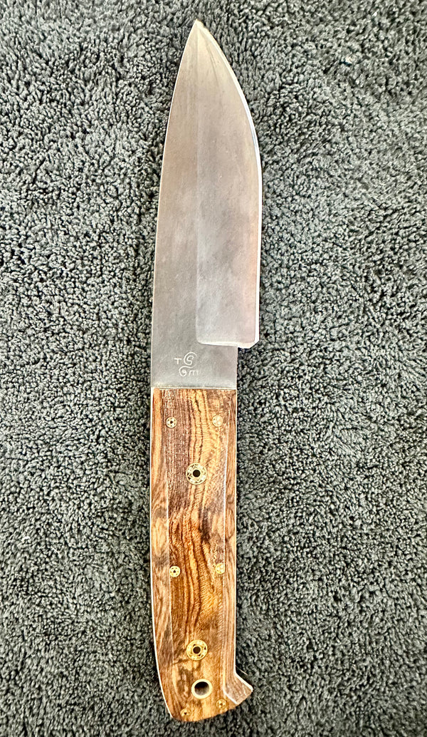 Engraved 'D. Sebra' D2 Steel Hunting Knife & Leather Sheath Made in VA GA20166