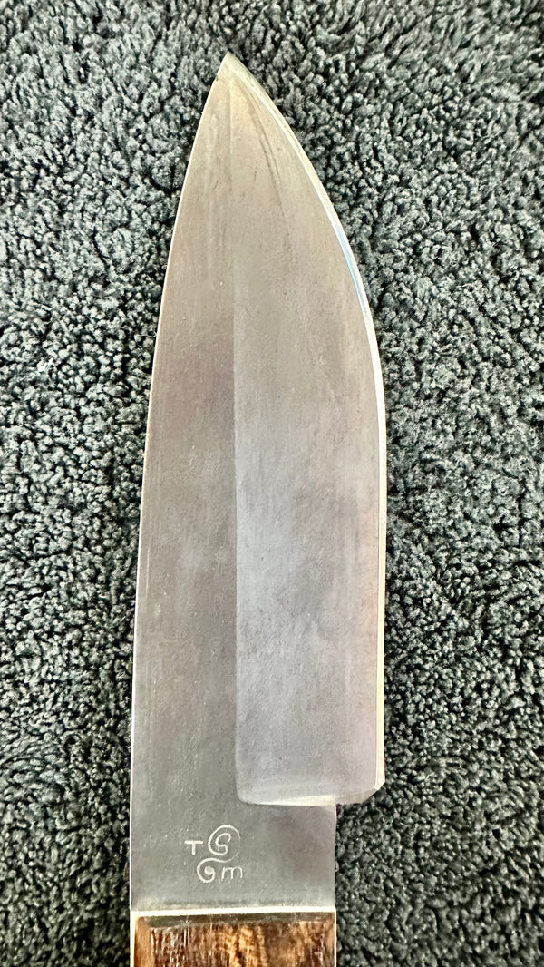 Engraved 'D. Sebra' D2 Steel Hunting Knife & Leather Sheath Made in VA GA20166