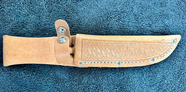 Engraved 'D. Sebra' D2 Steel Hunting Knife & Leather Sheath Made in VA GA20166