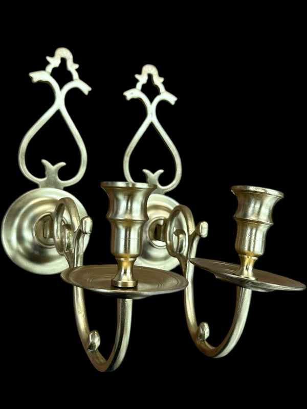 Brass Candle Wall Sconce Pair GA20074