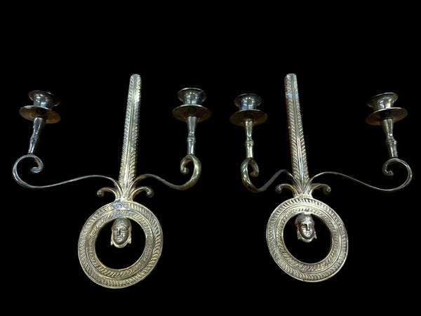 Brass Candle Wall Sconce Pair GA20075