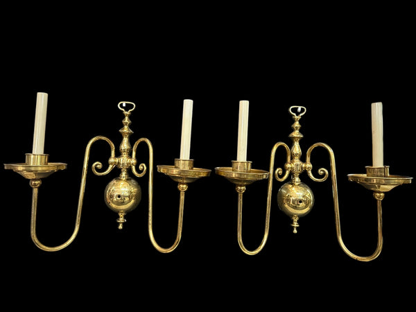 2-Arm Brass Wall Sconce Pair GA20093