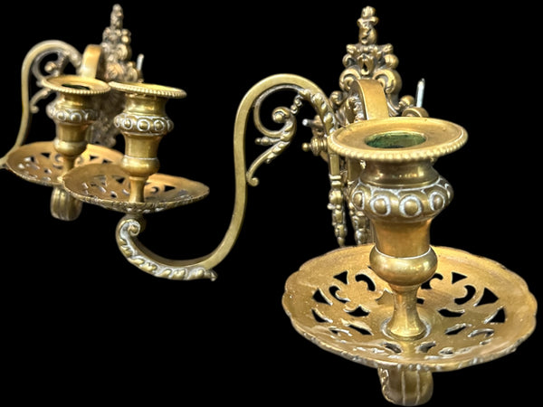 Brass Candle Wall Sconce Pair GA20094