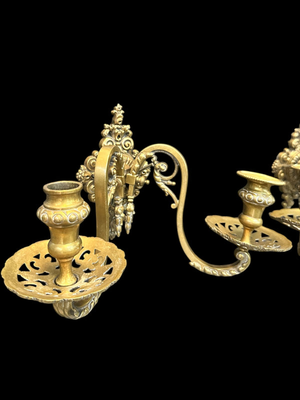 Brass Candle Wall Sconce Pair GA20094