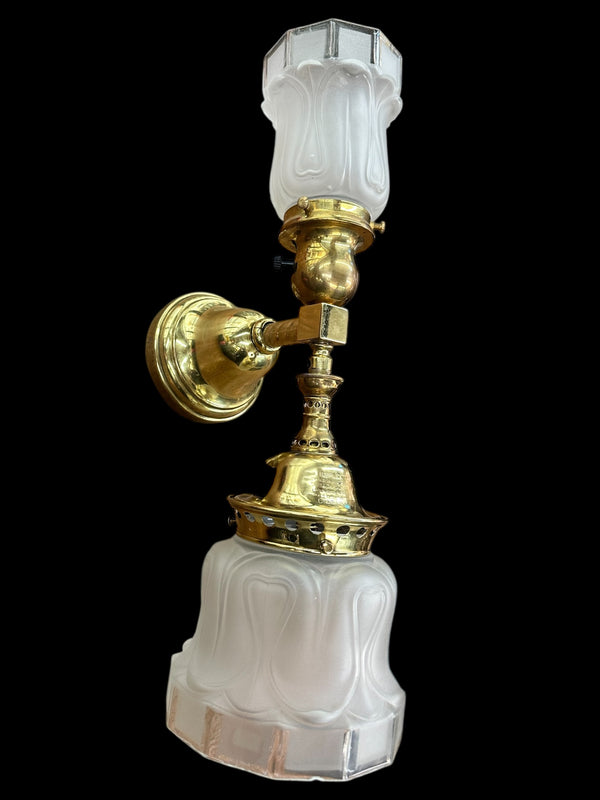 Brass Welsbach Reflex Inverted Gas/Electric Wall Sconce GA20095