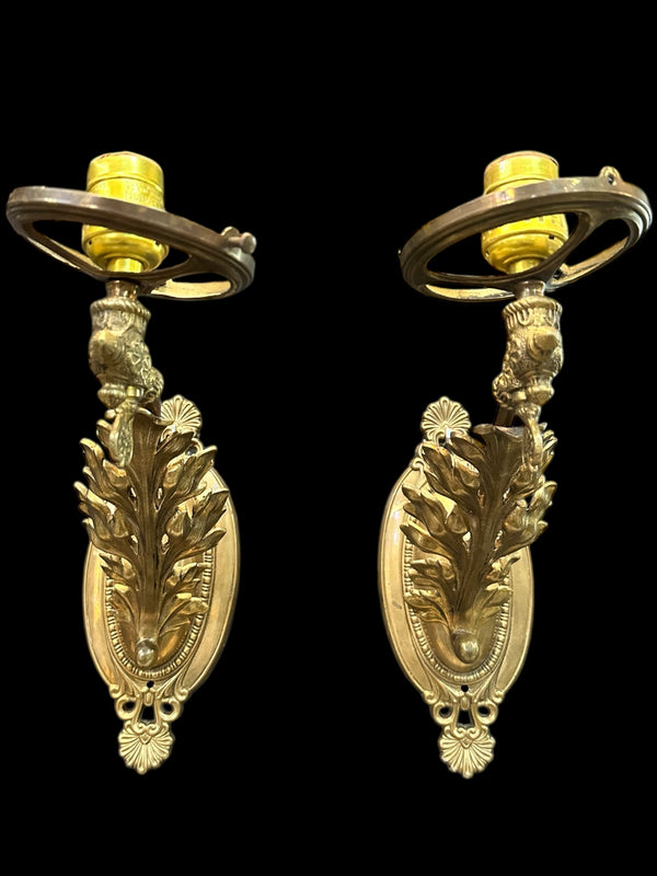 Art Nouveau Brass Wall Sconce Pair GA20096