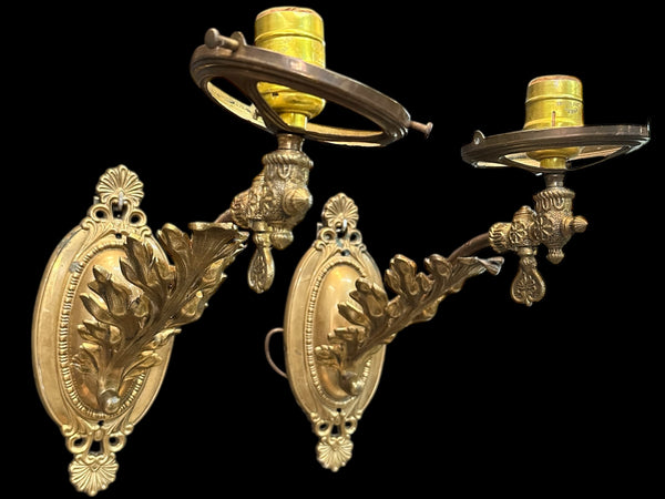 Art Nouveau Brass Wall Sconce Pair GA20096