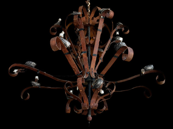 Rustic Iron Scrolled 16-Light Outdoor Chandelier GA20104