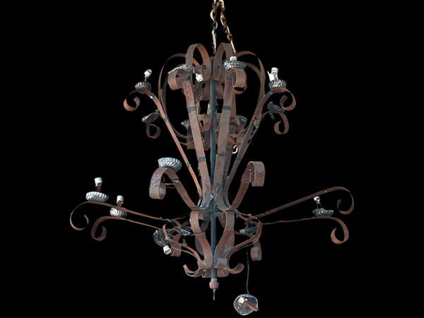 Rustic Iron Scrolled 16-Light Outdoor Chandelier GA20104