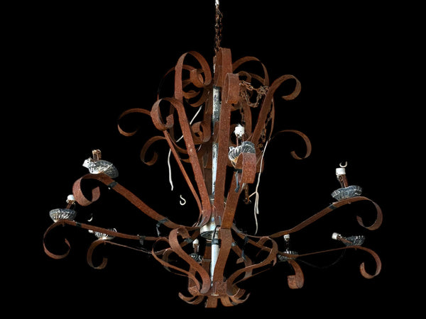 Rustic Iron Scrolled 16-Light Outdoor Chandelier GA20105