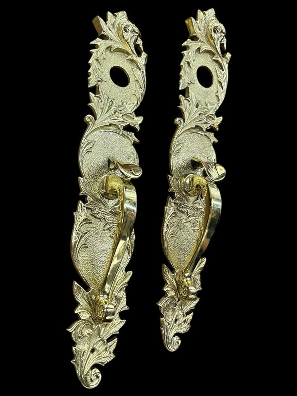 Antique Art Nouveau Brass Door Handle Pair GA1031