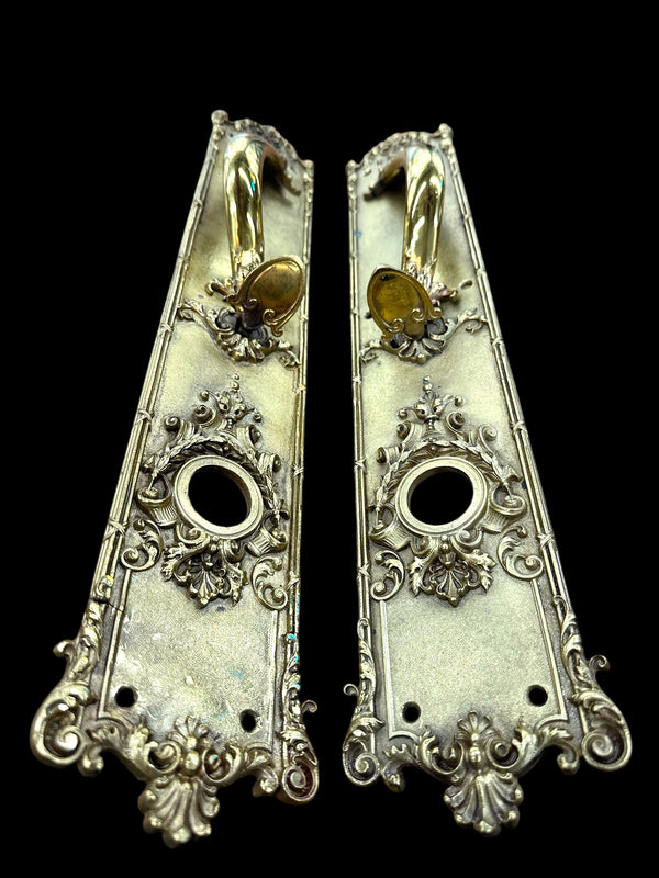 Large Art Nouveau Brass Entryway Door Handle Pair GA20115