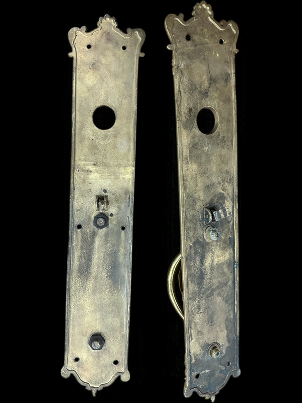 Large Art Nouveau Brass Entryway Door Handle Pair GA20115