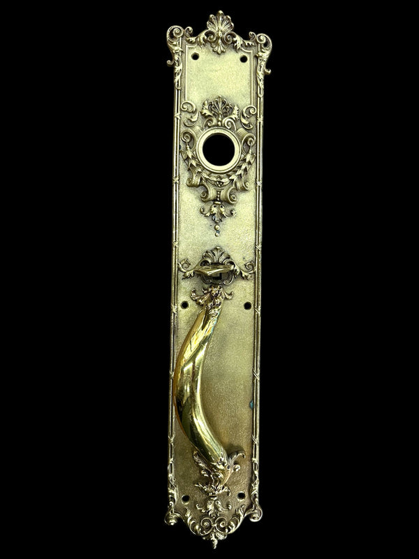 Large Art Nouveau Brass Entryway Door Handle Pair GA20115