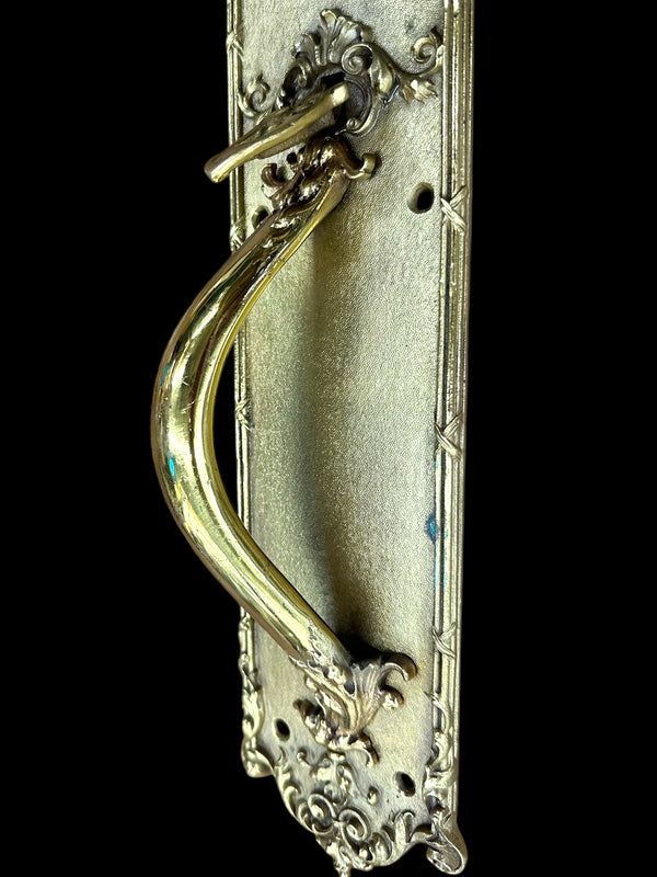 Large Art Nouveau Brass Entryway Door Handle Pair GA20115