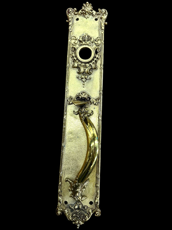Large Art Nouveau Brass Entryway Door Handle Pair GA20115