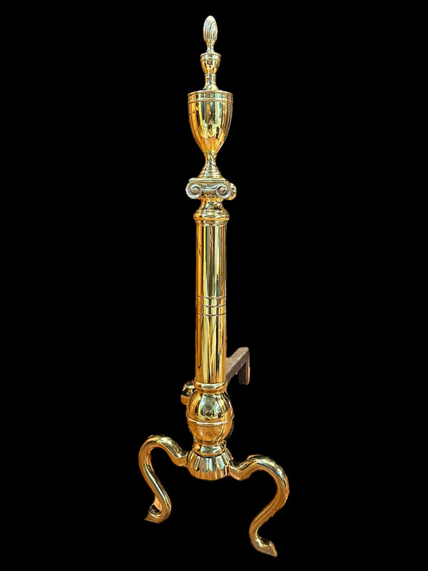 Pair of Polished Brass Fireplace Andirons GA20121