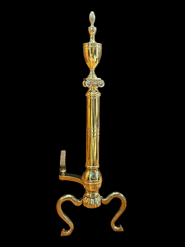 Pair of Polished Brass Fireplace Andirons GA20121