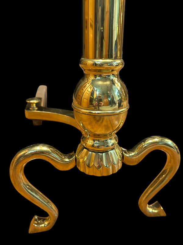 Pair of Polished Brass Fireplace Andirons GA20121