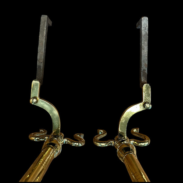 Pair of Polished Brass Fireplace Andirons GA20121