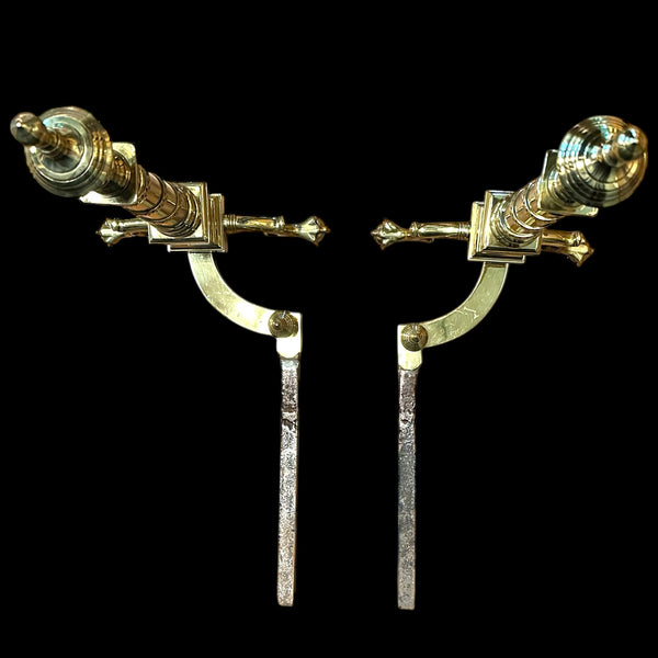 Pair of Brass Andirons w/ Chippendale Claw Feet and Acorn Finials GA20122