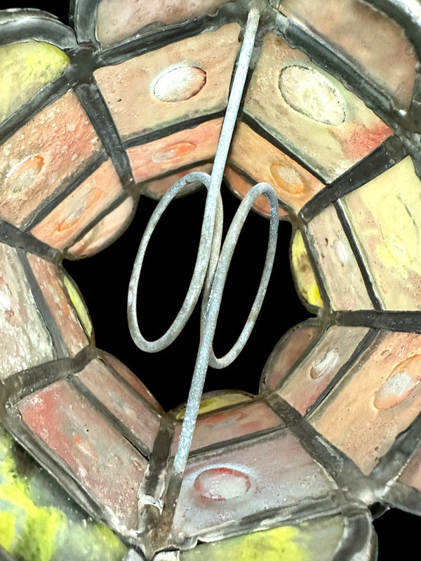 Pair of Roundelle Painted Glass Shades w/ Hand Forged Leading GA20145