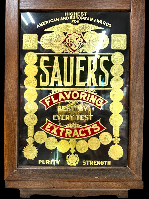 NOS New Haven Clock Co. "Sauer's Extracts" Advertising Wall Clock GA20148