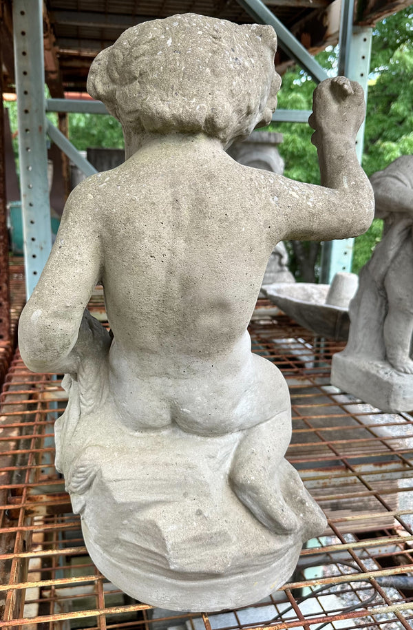 Concrete Garden Statue Depicting Child Holding Grape Bunch GA20199