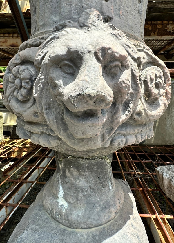 Tall Concrete Urn Planter w/ Rams Head Design GA20201