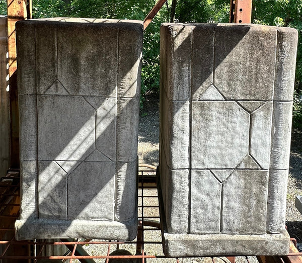 Geometric Hollow Concrete Pedestal Pair GA20205