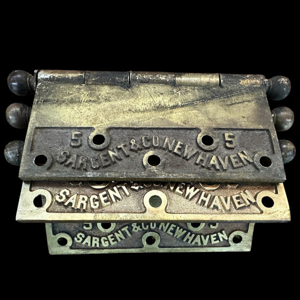 Set of 3 Brass Sargent & Co. Offset Door Hinges GA20220