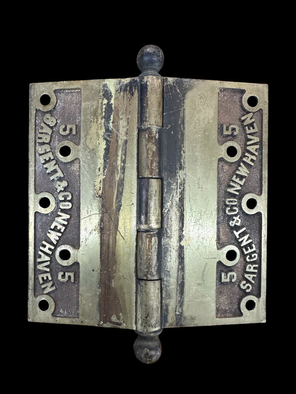Set of 3 Brass Ball Tip Sargent & Co. Offset Door Hinges GA20224