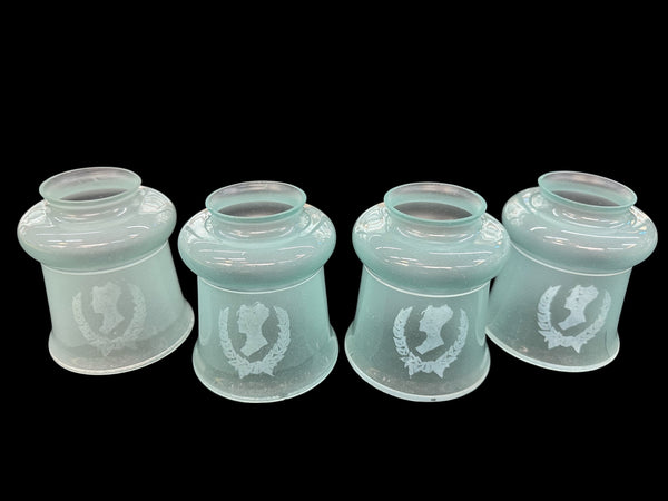 Set of 4 Vintage Etched Seafoam Green Lamp Shades GA20232