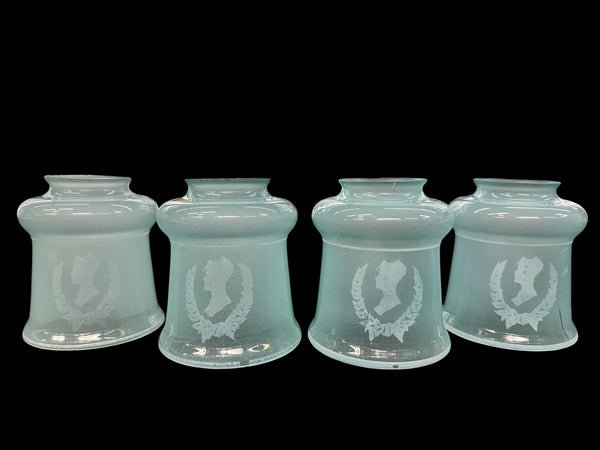 Set of 4 Vintage Etched Seafoam Green Lamp Shades GA20232